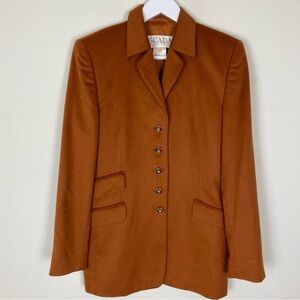 Escada Caramel Brown Wool Blazer Tailored Notched Lapel